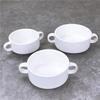 Pure White Ceramic Double-Handle Soup Bowl