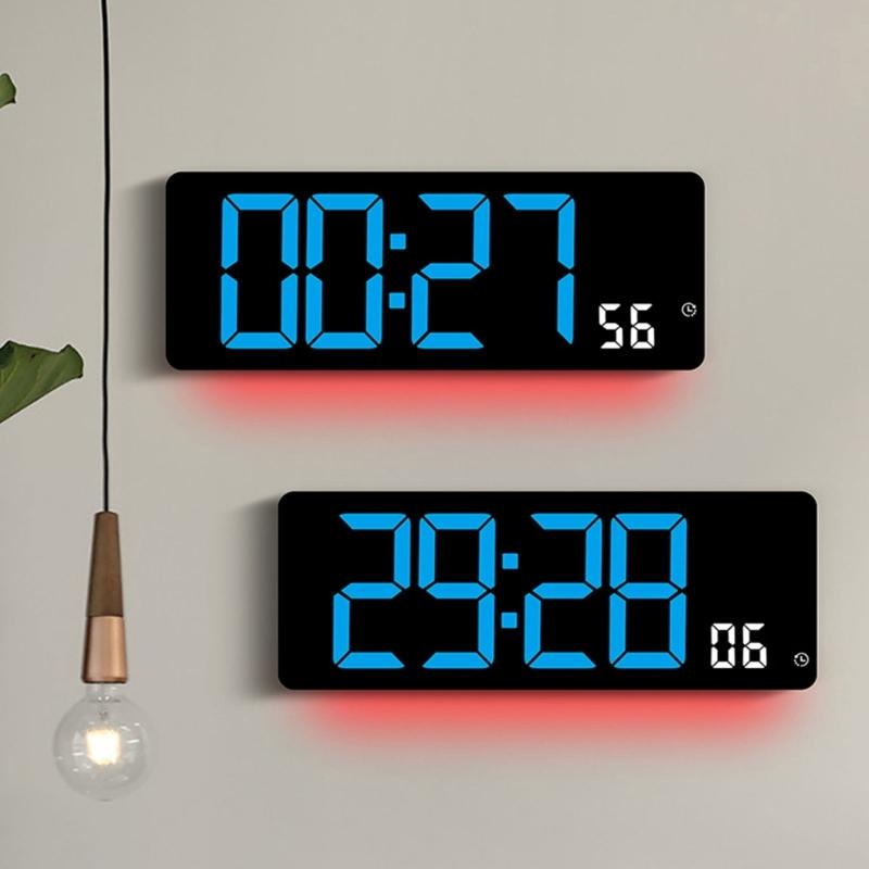 17.3Inch LED Digital Clock with Auto Brightness Adjustment and Time Management Alarm Temperature Date Week Display