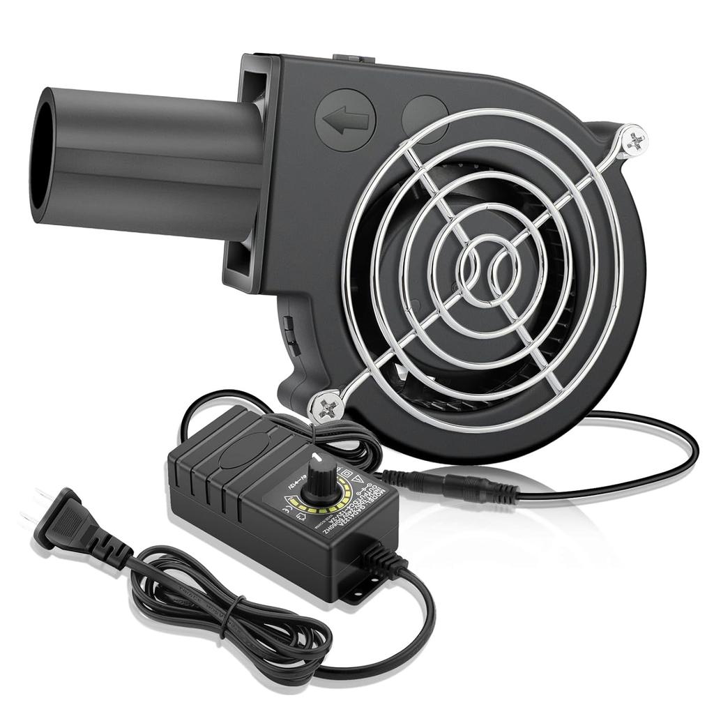 97mm X 33mm BBQ Blower Fan 12V with 120V – 240V AC Plug Variable Speed Controller Centrifugal for Outdoor Barbecues Fire Bellow, Camping Cooking