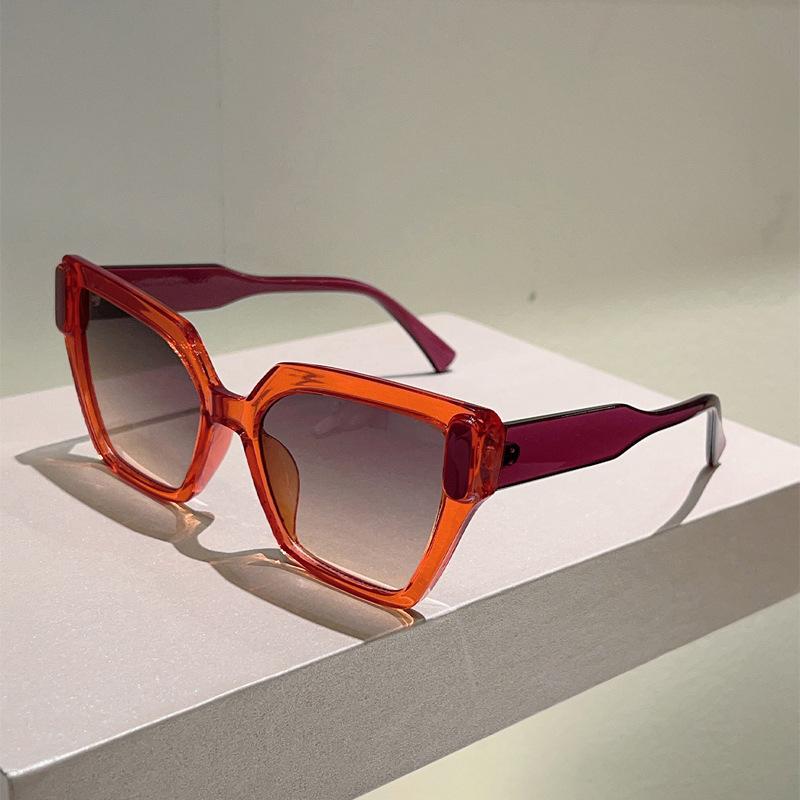 Luxury Designer Cat Eye Sunglasses Women Vintage Punk Double Color Big Frame UV400 Sun Glasses Elegant Lady