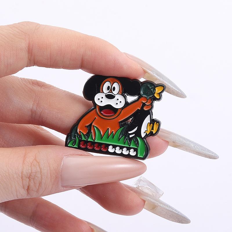 Hound Taunting Game Enamel Pins Custom Catching Ducks Brooches Lapel Badges Clothes Animal Jewelry Gift for Kids Friends