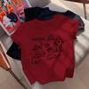 Women's Casual Cat Print T-Shirt Short Sleeve Crew Neck Loose Fit Tee Top