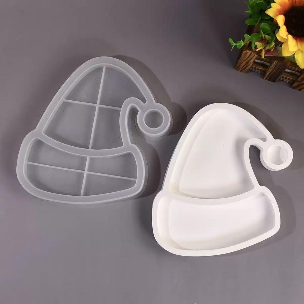 1Pc Christmas Resin Molds Silicone for Epoxy Resin Santa Hat Storage Container Resin Mold for Clay Plaster Gypsum Cement Molds