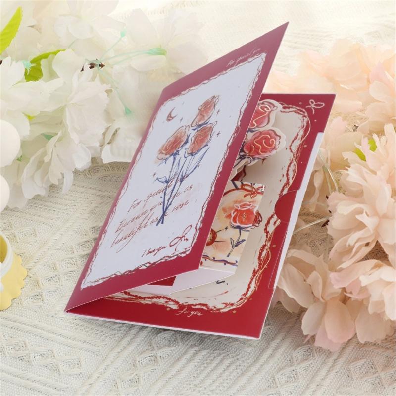 Flower Popup Card 3D Popup Greetings Cards with Blank Note Cards and Envelope for Mother Day Valentines Day Birthday Gift