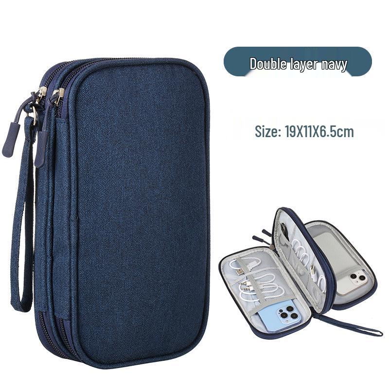 Frosted Yang Double Layer Polyester Mini Travel Power Bank & Cable Storage Bag