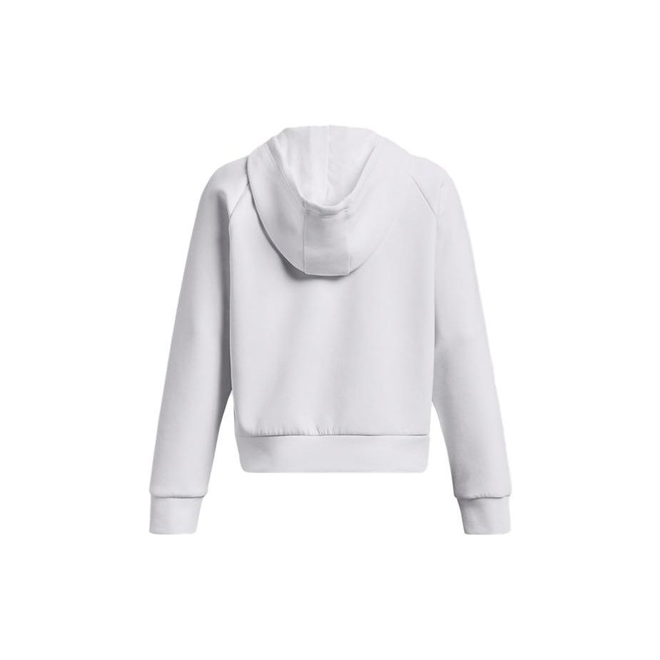 Under Armour Solid Color Logo Print Drawstring Cropped Hoodie Women Hoodies White 1379843-100