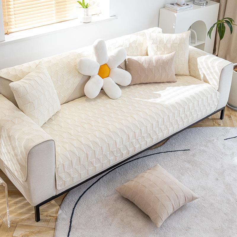 Nordic Washed Cotton Sofa Cushion Modern Non-Slip Jacquard Cover Universal Four Seasons Bed & Breakfast Use