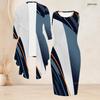 Womens Plus Size Geometric Printed Two Piece Set Sleeveless Bodycon Dress And 3 4 Sleeve Open Front Cardigan