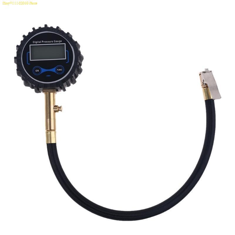 J1HA Digital Tire Air Pressure Gauge with Quick Clip Air Chuck Pressure Monitoring Tools Tester for Car Motorcycle Bicycle RV