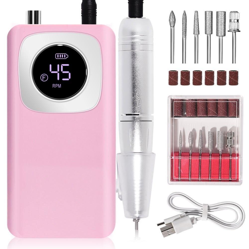 45000RPM Portable Electric Nail File Machine Nail Polishing Tool Rechargeable Professional Manicure Drill Kit