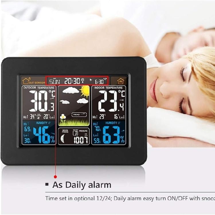 Modern Digital Weather Stations With Alarm Clock Function And Clear Color Screen Display Indoor Thermometers Hygrometer