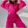 Sports Casual Women's Zipper Decorative Hooded Jumpsuit Jumpsuit