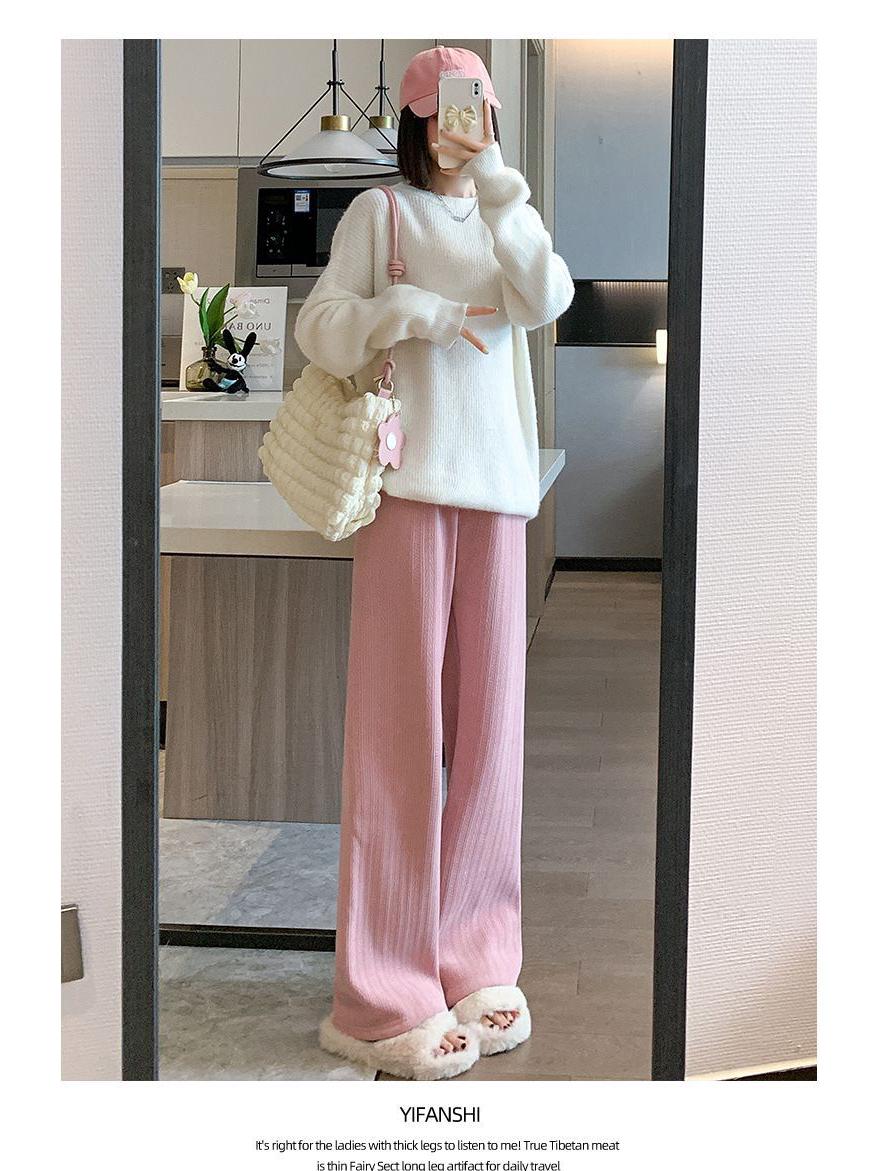 

Women s Apricot Corduroy Wide-Leg Sweatpants for Autumn/Winter 2025 - Thick, Plush, Straight-Leg Casual Wear Pink (thin)
