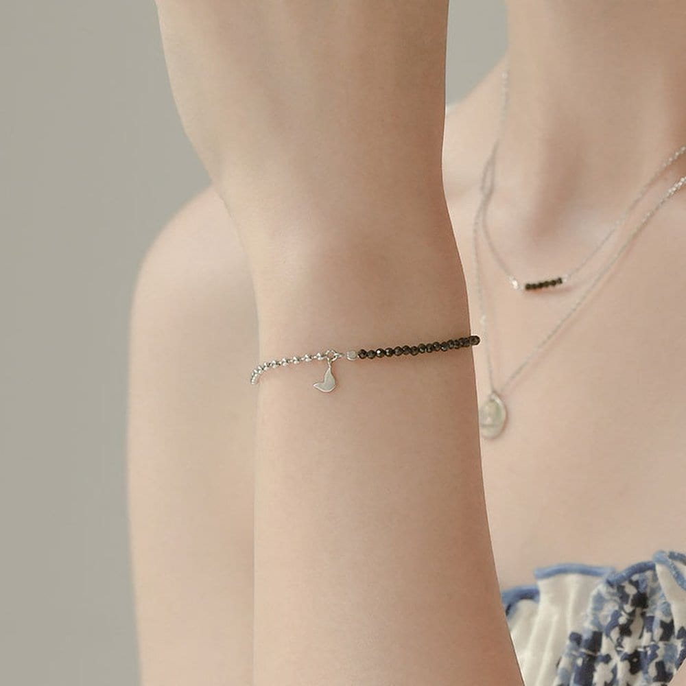 Silver-White Black Spinel Bracelet Tbssvw13455M