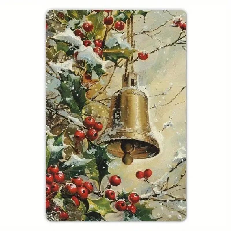 Vintage Christmas Metal Wall Decoration, Holiday Sticker Sign