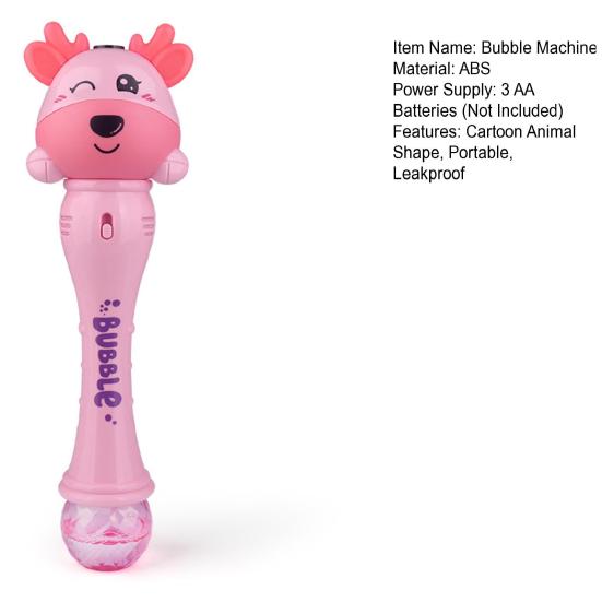 Cartoon Animal Bubble Maker Wand with Sound Light Cow Deer Shape
