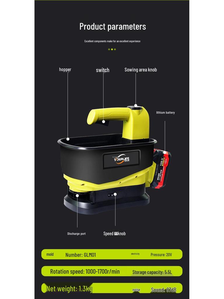 Handheld Electric Lithium Battery Fertilizer and Seed Spreader