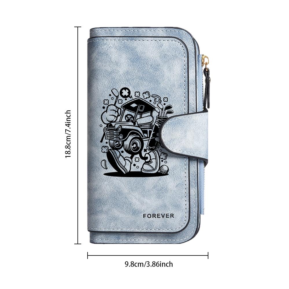 Cartoon Golf Car Printed Long Wallet Casual Portable Large Capacity Forever Style Multi Slots Purse