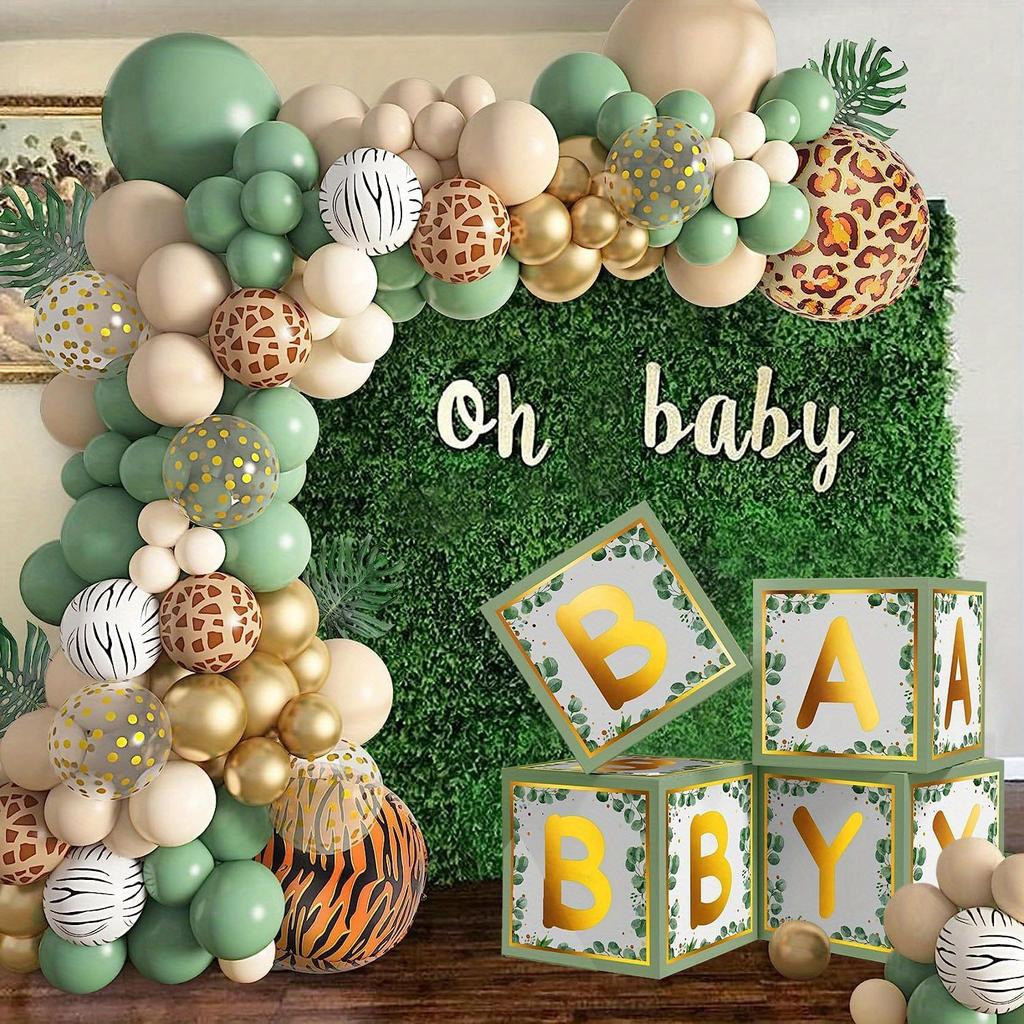 140pcs Leopard Print and Tiger Print Giraffe Balloon Set, Jungle-themed Birthday Outdoor Picnic, Wedding, Anniversary Decoration