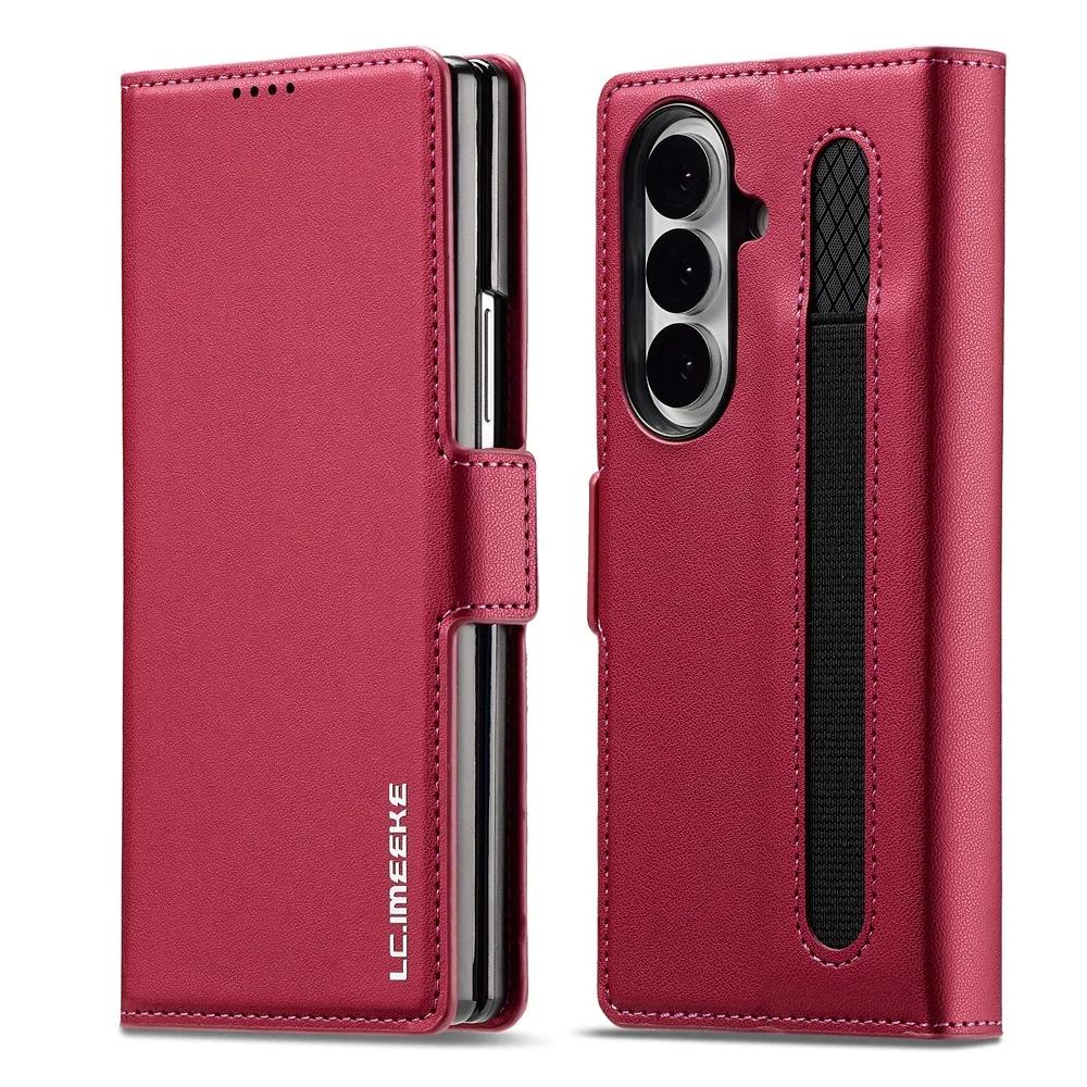 

Wallet PU Leather Cover For Samsung Galaxy Z Fold 7 6 5 4 3 Fold7 Fold6 Fold5 Fold4 5G Phone Case with Card Holder Protective Galaxy Z Fold6 червоний