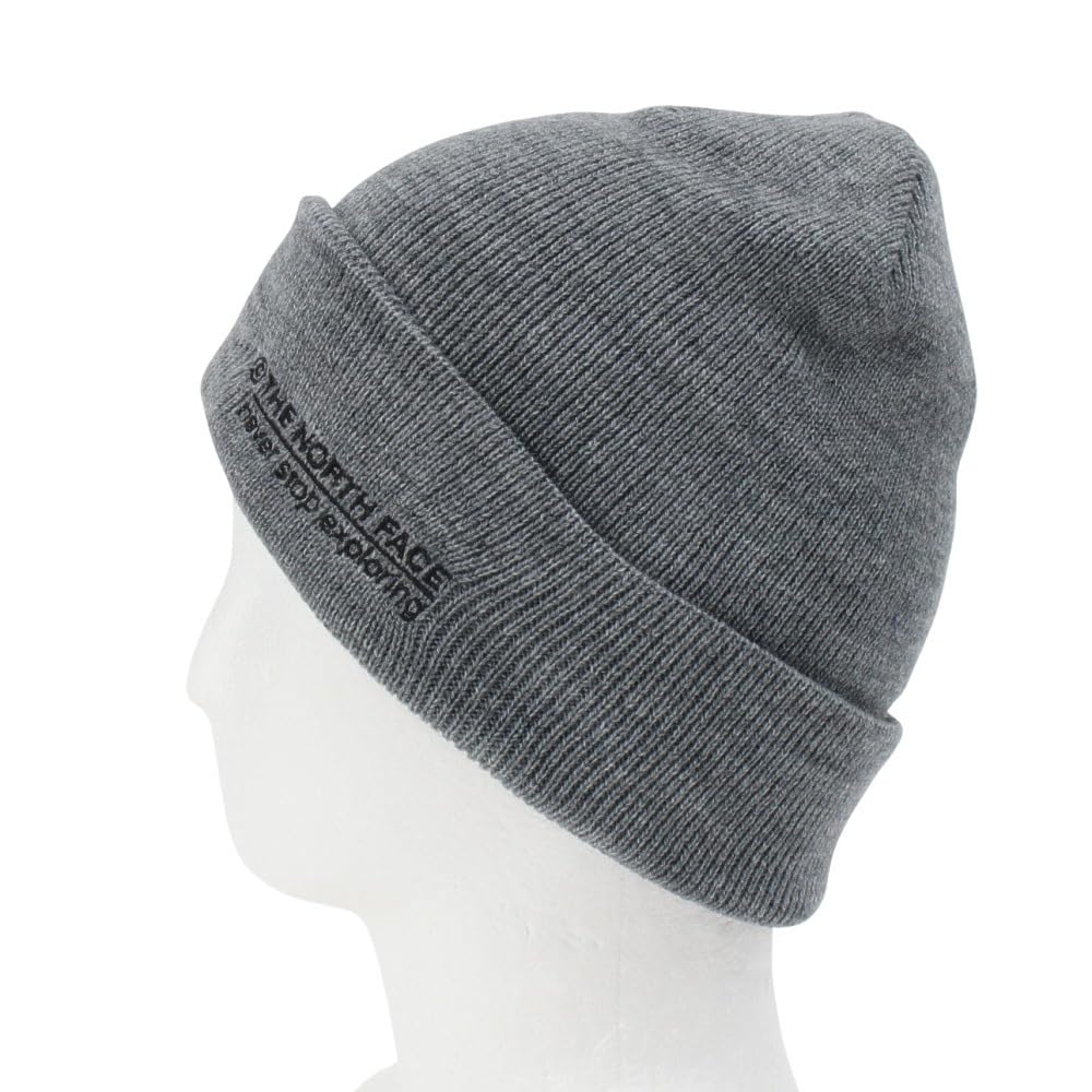 North Embroidered Barred Beanie Unisex Thermal Cold Protection Mixed Gray Free Size [The Face]