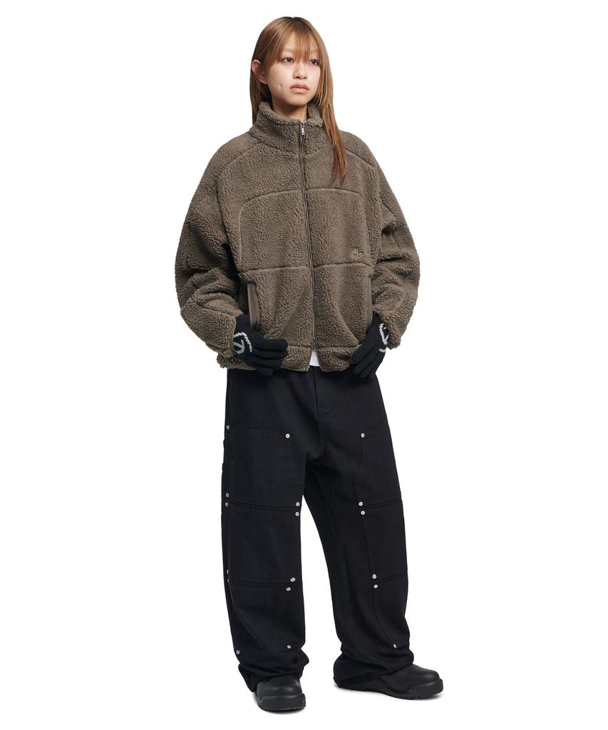 Nomanual Trace Sherpa Fleece Jacket - Khaki Gray