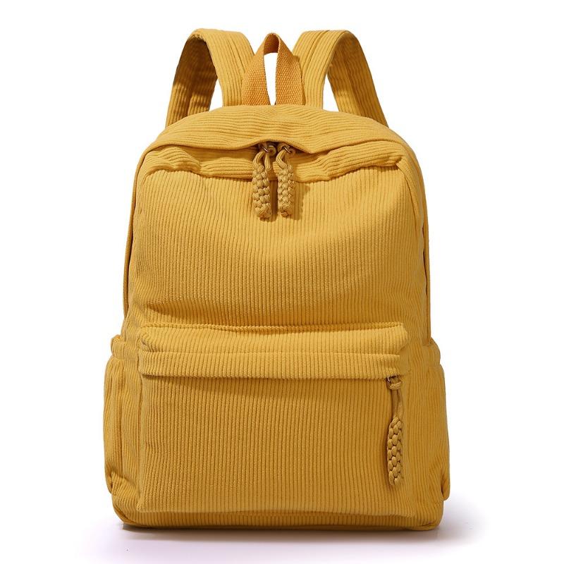 

Spring new corduroy small backpack women s new college student backpack casual versatile large-capacity travel жёлтый