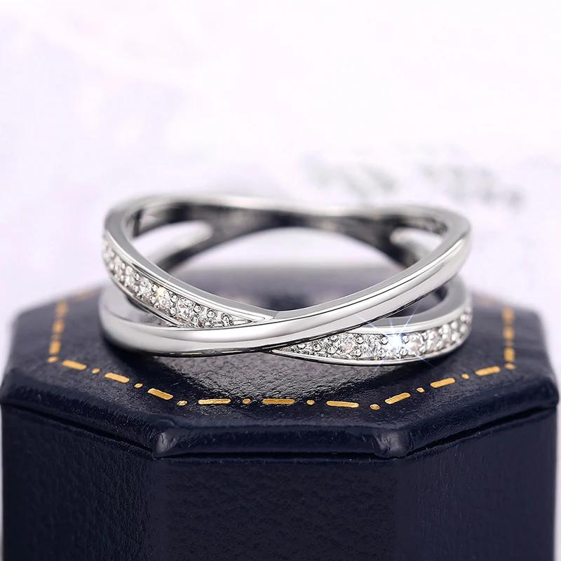 CAOSHI Geometric Cross Design Finger Rings with Shiny Cubic Zirconia Fancy Women Rings Daily Wear Hot Trendy Jewelry Wholesale