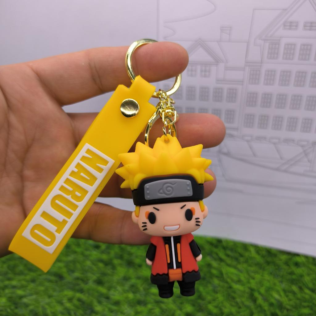 Naruto Keychain Fashion Jewelry Cartoon Cute Figure PVC Keyring Uzumaki Kakashi Action Figures for Men Women Bag Pendant