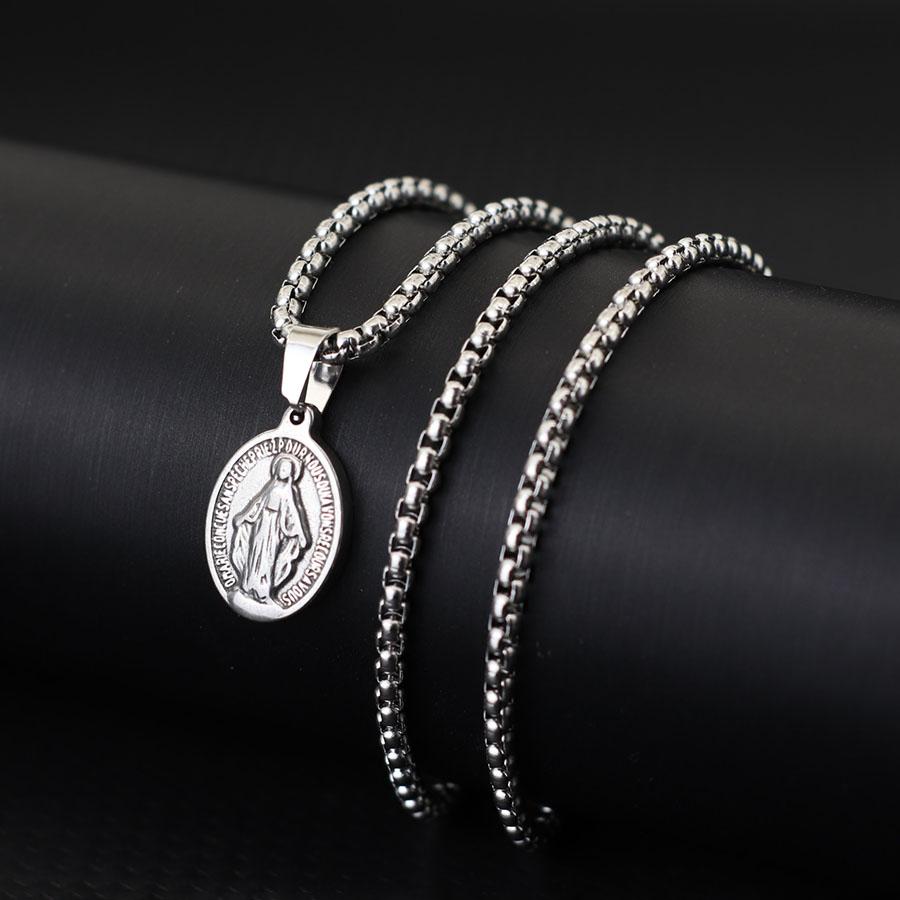 

Stylish Stainless Steel Necklace For Men 24 Inches Jesusb Symbol Long Pendant Collar Hiphop Rock Neck Accessories Boyfriend Gift