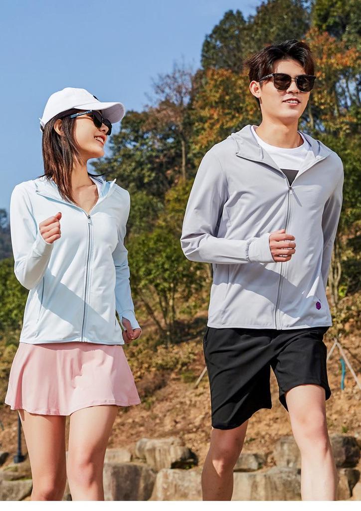 Unisex Outdoor Sun Protection Jacket: Long Sleeve, Elastic, Ice Cool, UV-Resistant Windbreaker for Spring/Summer.