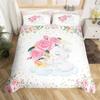 Cute Milk Cow Bedding Set King Cartoon Animal Duvet Cover Botanical Floral Comforter Cover Microfiber Farmhouse Bedspread Cover