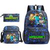 Large Capacity Schoolbag with Shoulder Strap; Student Three-piece Pencil Case Set