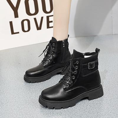 Britischer Stil Kurze Röhre Damenstiefel 2024 Neu Vielseitiges Schnallendesign Street Trendige Damenschuhe Zapatos De Mujer Plateau