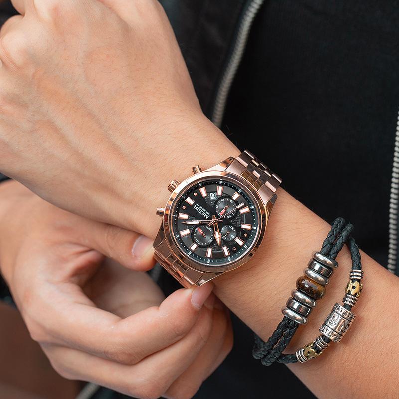 Men'S Watch, High-End Calendar Chronograph Sports Steel Belt Business Quartz Men'S Watch 2154