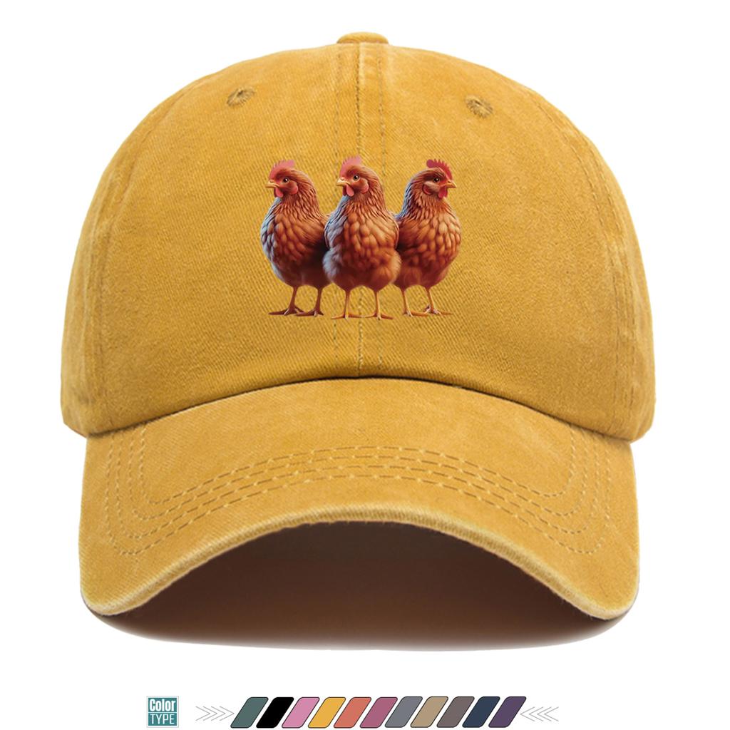 pc Three Brown Hens Pattern Print Baseball Cap Fashion Fun Animal Design Comfortable Breathable Duck Tongue Hat Unisex Adjustab