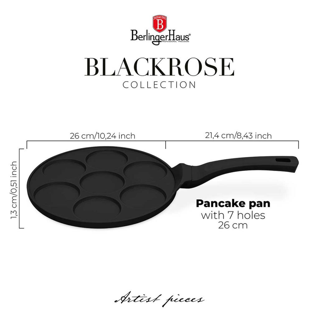 TITANIUM FRYPAN 26cm FOR PANCAKES BERLINGER HAUS BH-7793 BLACK ROSE
