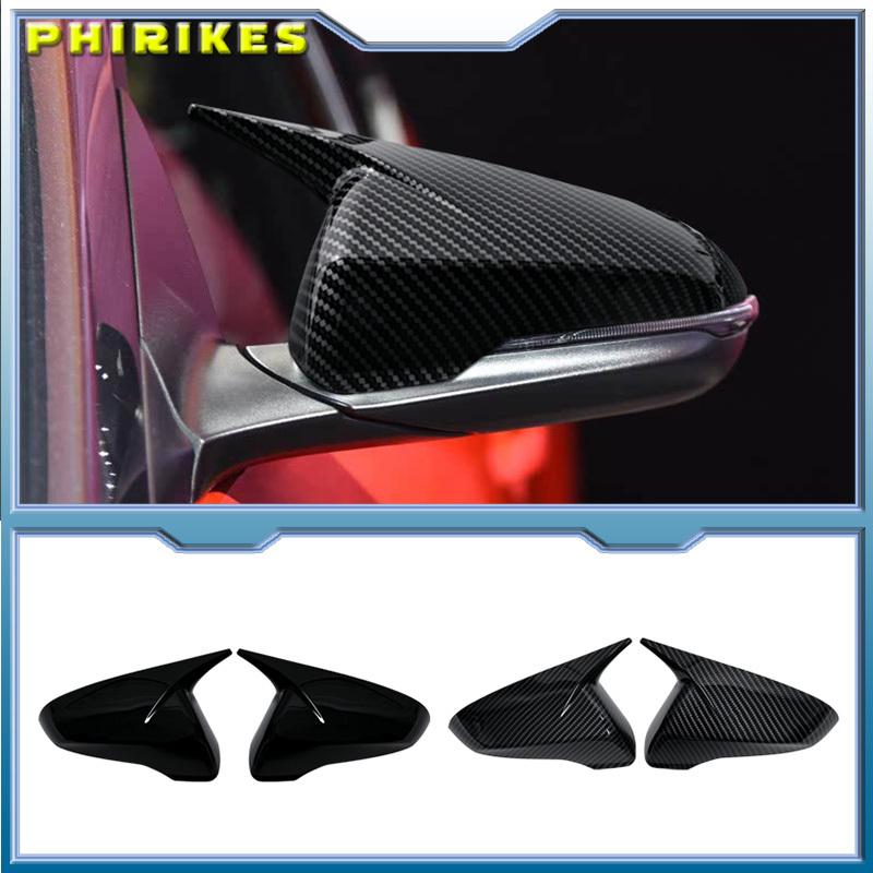 For Hyundai Veloster 2018- Rearview Side Mirror Cover Sticker Wing Cap Exterior Door Rear View Case Trim Carbon Fiber Look