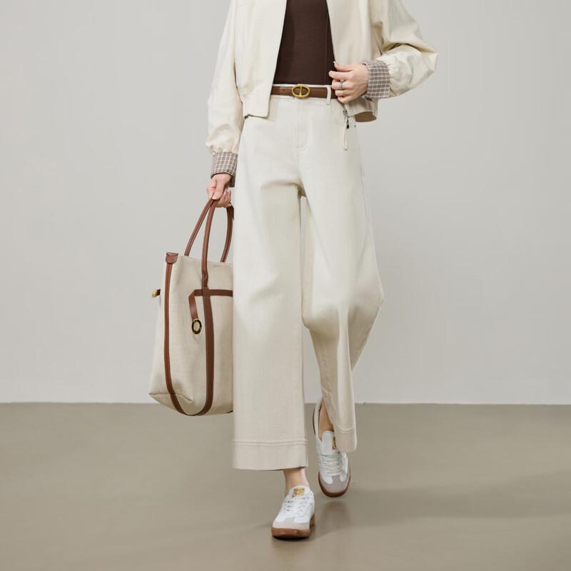 ESE-Y Women's High-Waist Cropped Wide-Leg Jeans