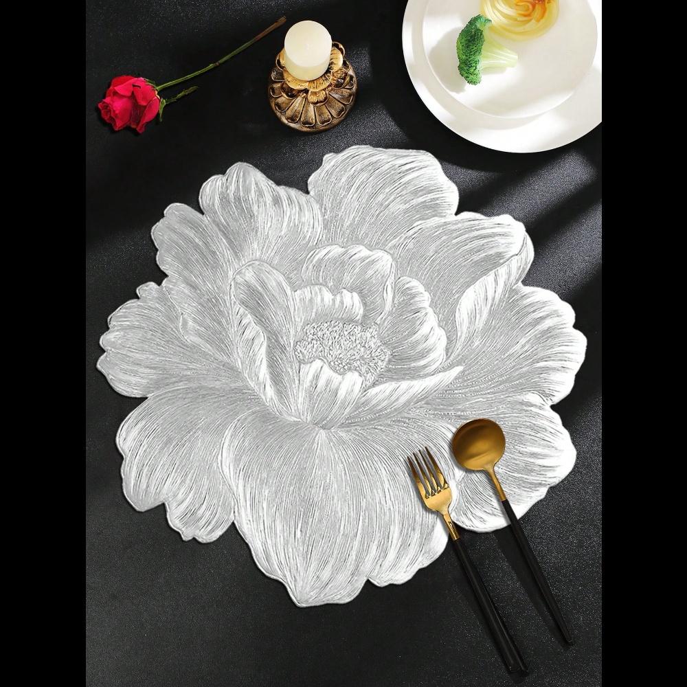 1 ks Zlatá Růže Květina Kulaté Prostírání, Vodotěsné, Omyvatelné, Snadno se Čistí, Otírá, Protiskluzové, Žáruvzdorné, Vhodné pro Domácí Dekoraci