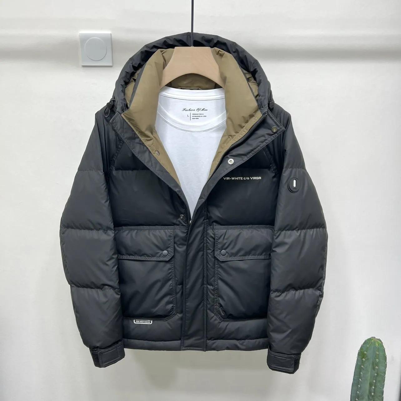 

Мужская зимняя утепленная куртка с капюшоном, однотонная, короткая рабочая куртка S