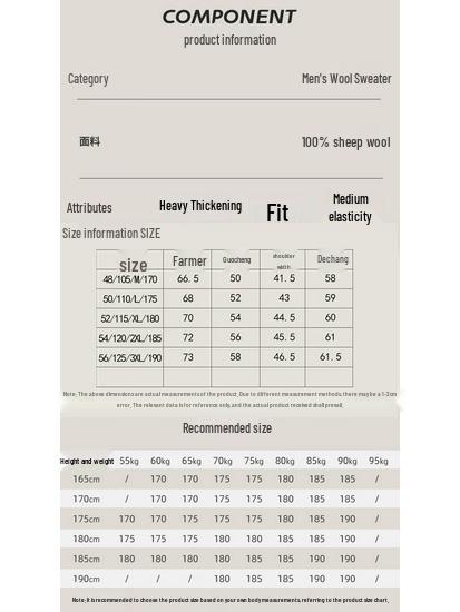 JOW Men's Heavy Jacquard Striped Pure Wool Sweater