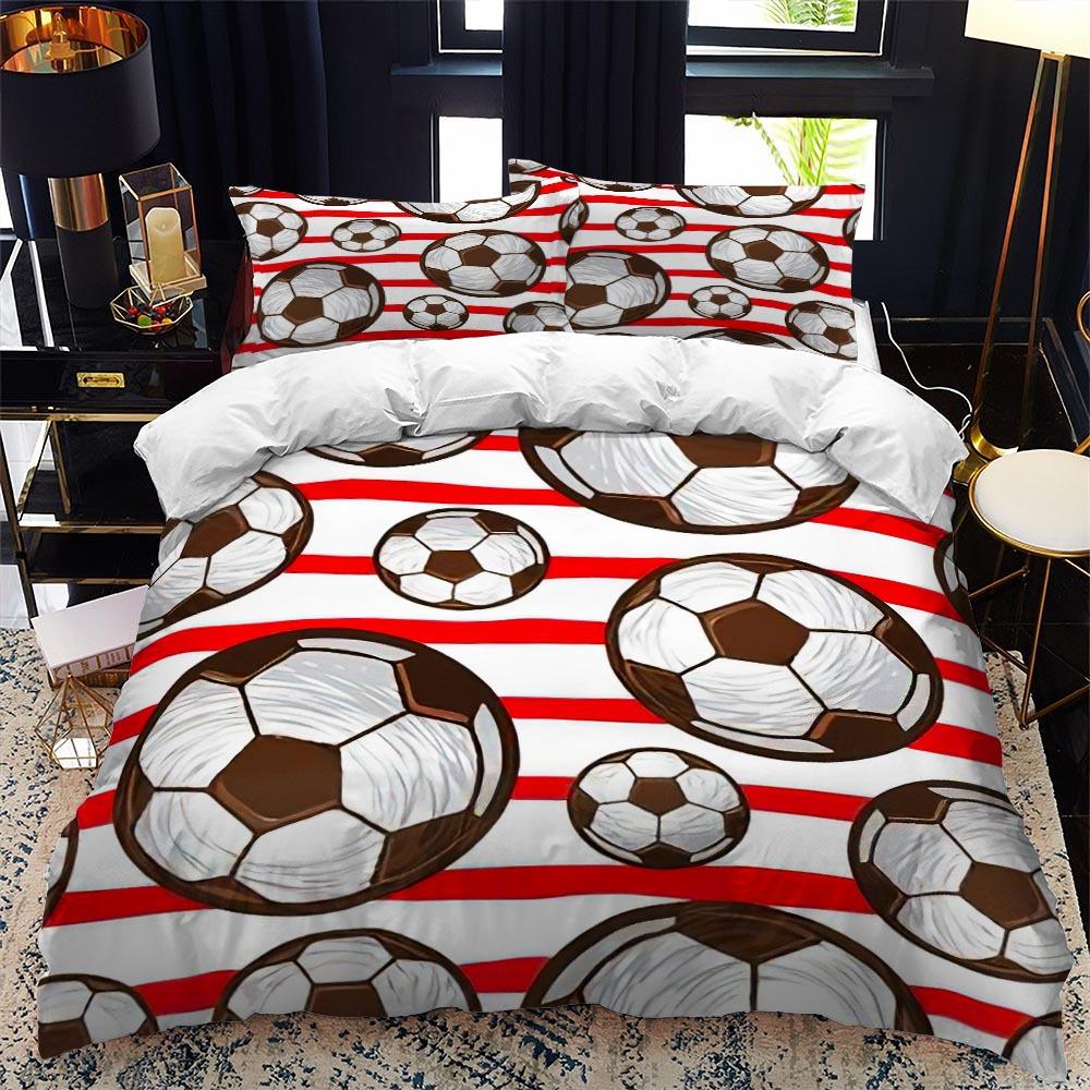 3D Football Print Duvet Cover Queen/King Size Soccer Sport Bedding Set for Boy Kids Gifts Ball Game Theme Quilt Cover Pillowcase