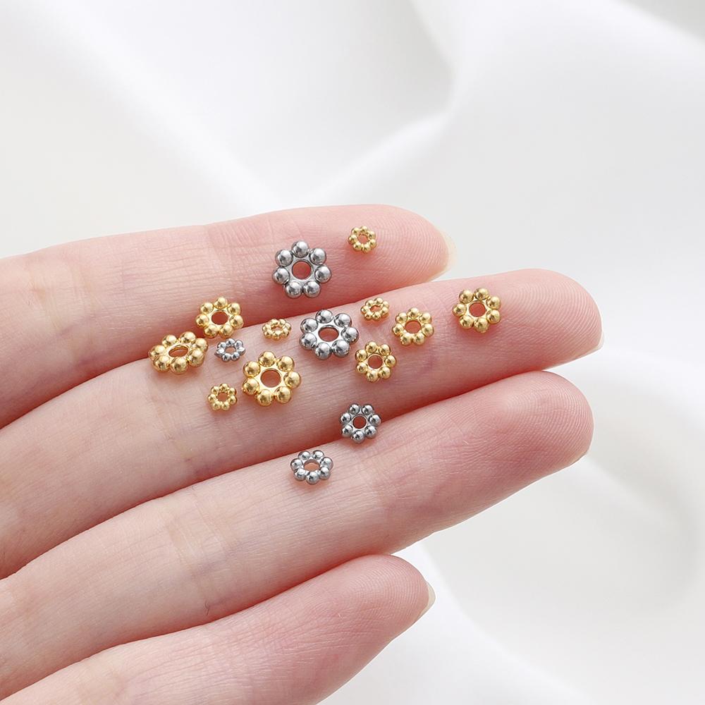 30Pcs Stainless Steel Flower Spacer Bead Snowflake Spacer Beads Charms Pendants for DIY Bracelets Jewelry Making Accessories