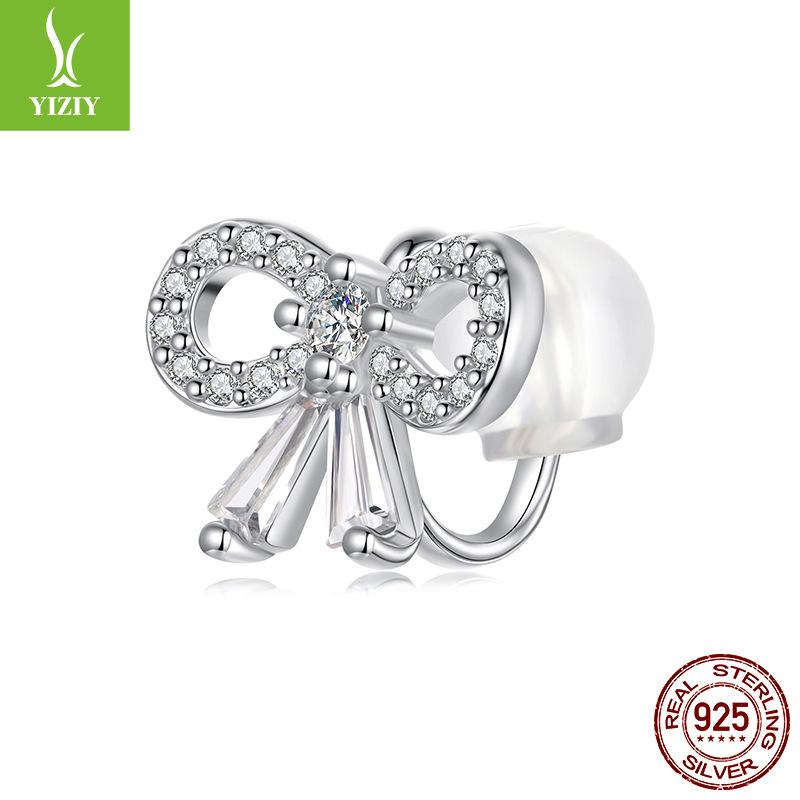 Single Bow Earclip, Special Fashion Personalized Daily Ol Versatile S925 Sterling Silver Earrings Jewelry