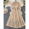 French Style Temperament Summer Clothing Cutout Lace Stitching Dress