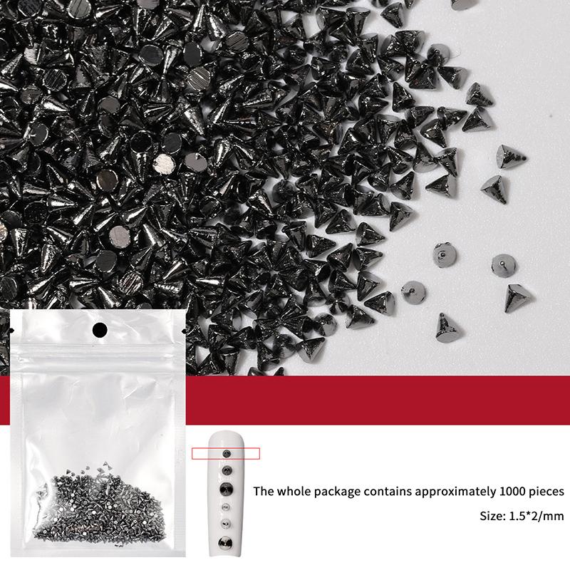 1000 Peças Charms de Manicure Retrô Punk Metal Rebite Charms de Unha 3D Cone Studs de Nail Art Acessórios de Decoração de Unhas de Liga Elegante