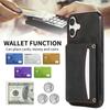 For iPhone 16 Phone Case Tri-Fold Wallet Kickstand PU Leather+TPU Back Cover