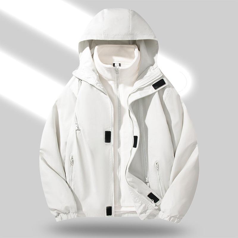 Outdoorjacke Herbst und Winter Herren- und Damen-Samtfutter Drei-in-Eins Zweiteiliges Set Plus Futter Verdickt Winddicht