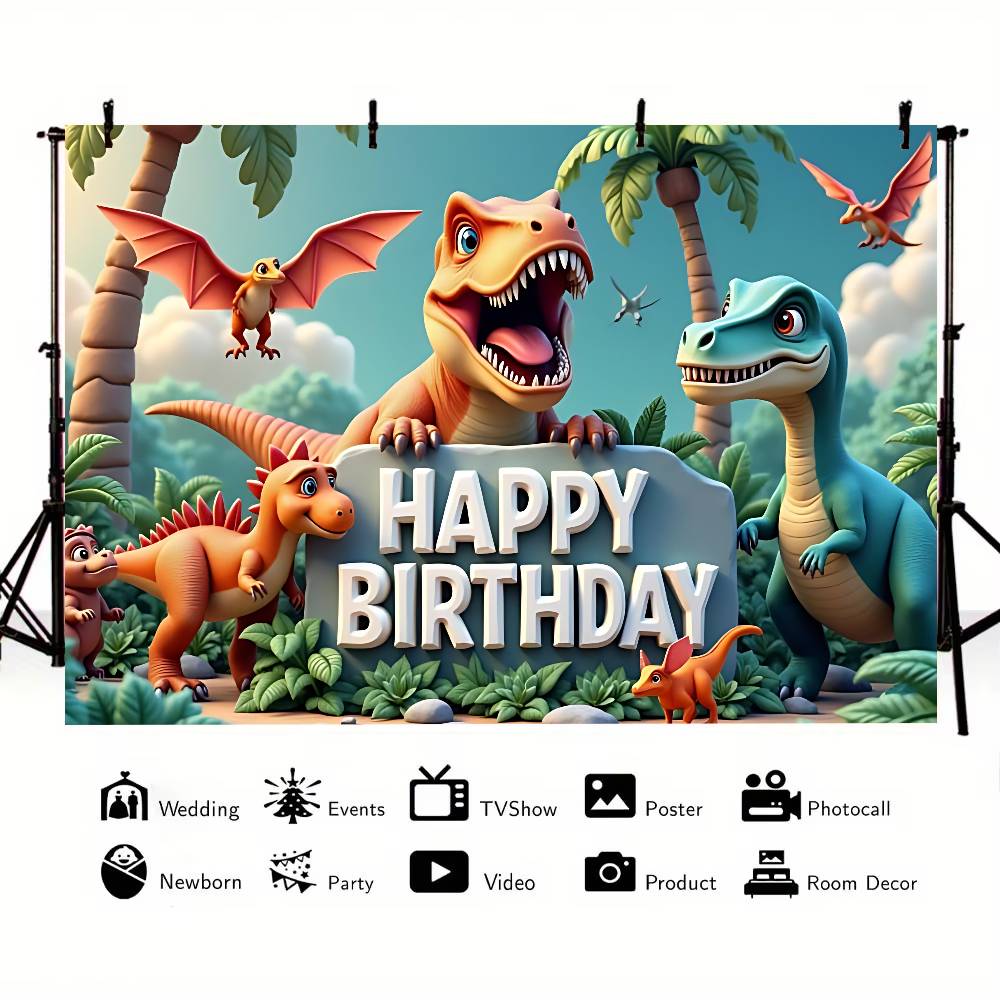 Inosaur Jungle Birthday Party Background Photography Castle Wizard Platform Street Birthday Party Decoration Gifts Props Poster